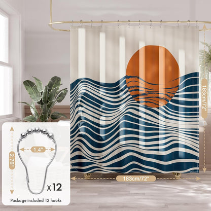 Shower Curtain, Cloth Ombre Black Shower Curtain Set with 12 Hooks, Washable Fabric Black and White Shower Curtain, Rustic Farmhouse Bathroom Shower Curtain, 72x72 Inches