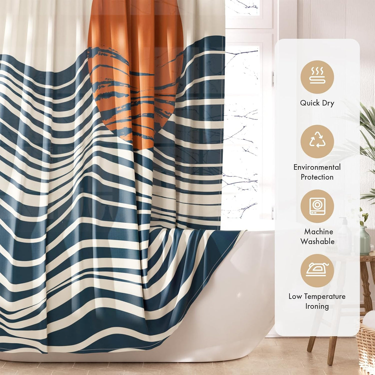 Shower Curtain, Cloth Ombre Black Shower Curtain Set with 12 Hooks, Washable Fabric Black and White Shower Curtain, Rustic Farmhouse Bathroom Shower Curtain, 72x72 Inches