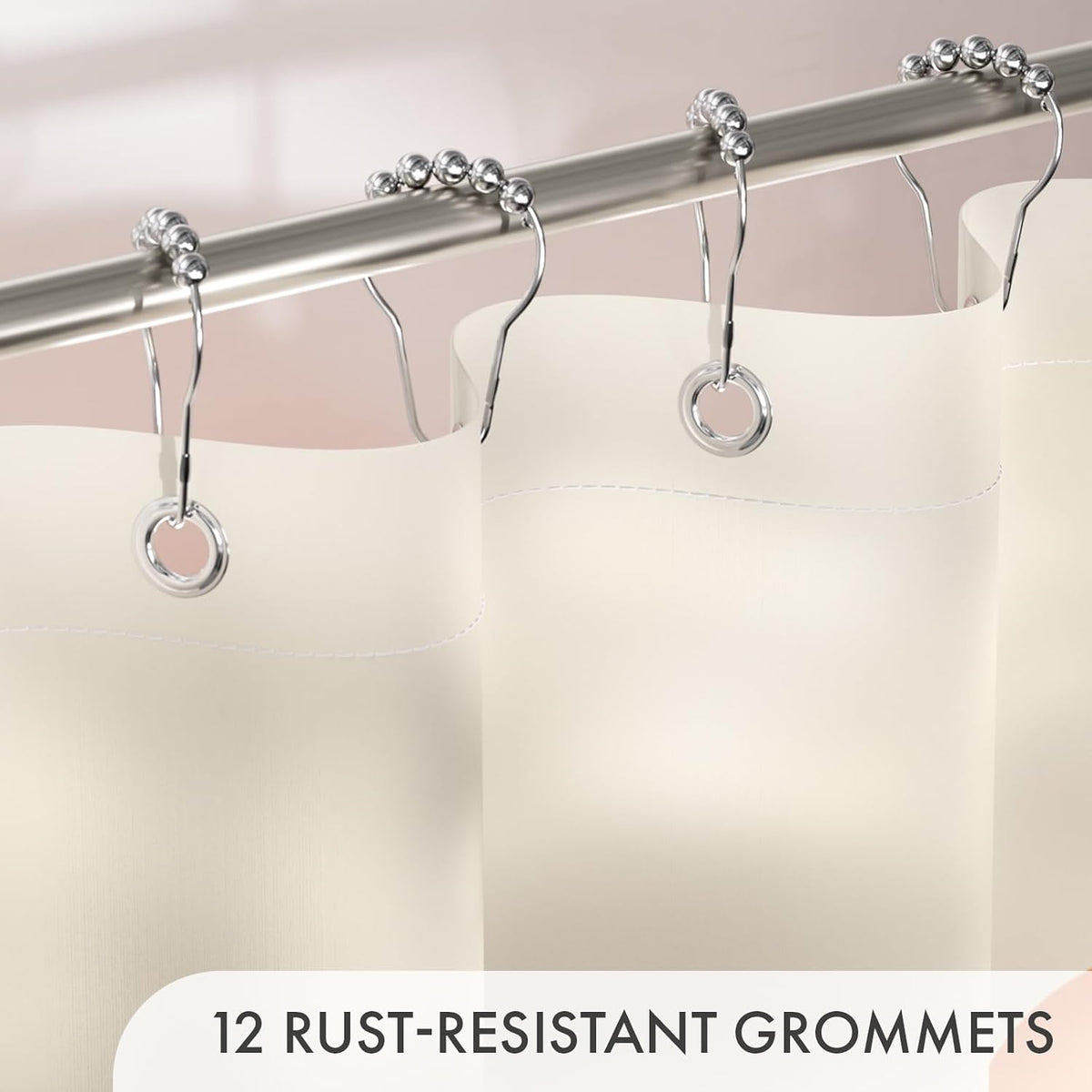 Shower Curtain, Cloth Ombre Black Shower Curtain Set with 12 Hooks, Washable Fabric Black and White Shower Curtain, Rustic Farmhouse Bathroom Shower Curtain, 72x72 Inches