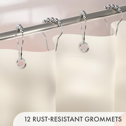 Shower Curtain, Cloth Ombre Black Shower Curtain Set with 12 Hooks, Washable Fabric Black and White Shower Curtain, Rustic Farmhouse Bathroom Shower Curtain, 72x72 Inches
