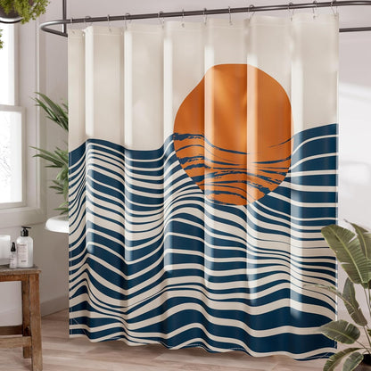 Shower Curtain, Cloth Ombre Black Shower Curtain Set with 12 Hooks, Washable Fabric Black and White Shower Curtain, Rustic Farmhouse Bathroom Shower Curtain, 72x72 Inches