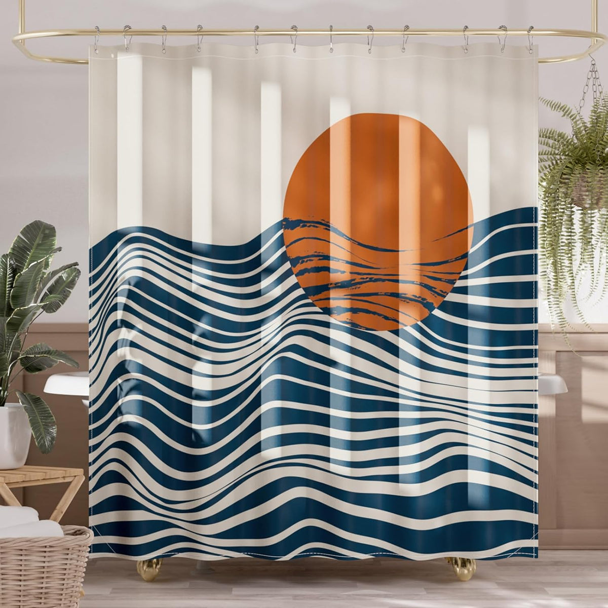 Shower Curtain, Cloth Ombre Black Shower Curtain Set with 12 Hooks, Washable Fabric Black and White Shower Curtain, Rustic Farmhouse Bathroom Shower Curtain, 72x72 Inches