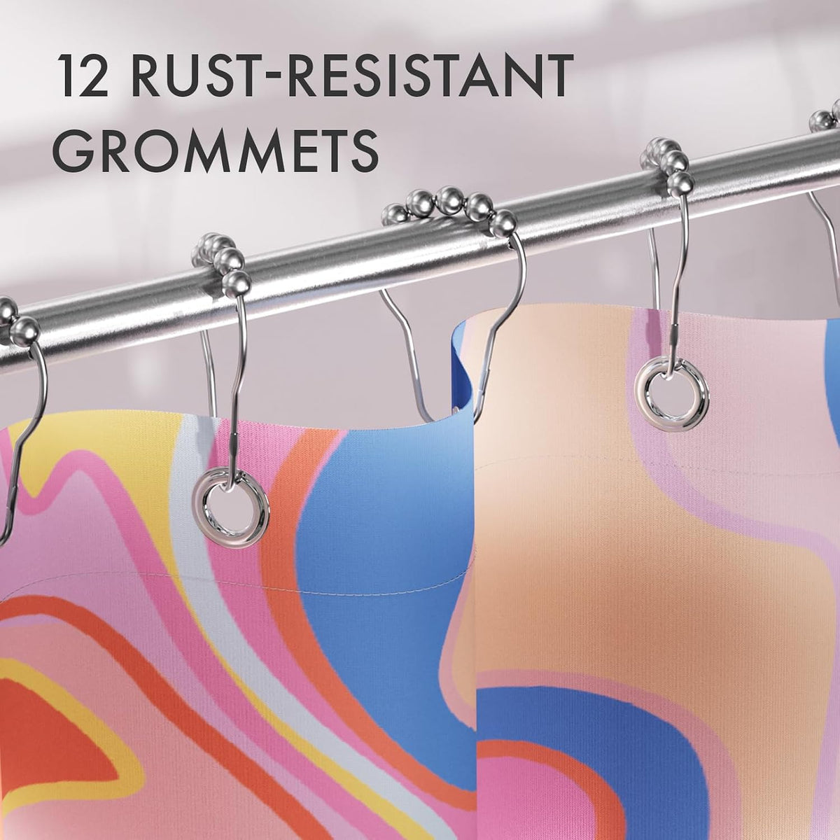 Shower Curtain, Cloth Ombre Black Shower Curtain Set with 12 Hooks, Washable Fabric Black and White Shower Curtain, Rustic Farmhouse Bathroom Shower Curtain, 72x72 Inches