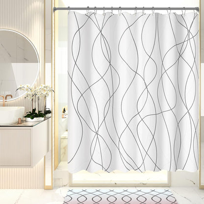 Shower Curtain, Cloth Ombre Black Shower Curtain Set with 12 Hooks, Washable Fabric Black and White Shower Curtain, Rustic Farmhouse Bathroom Shower Curtain, 72x72 Inches