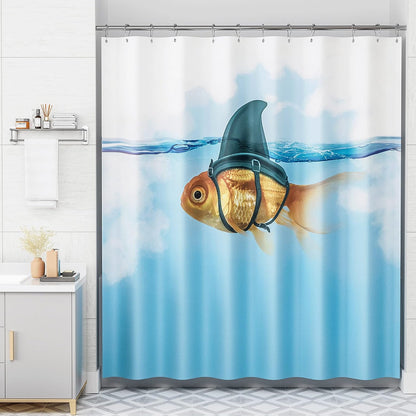 Shower Curtain, Cloth Ombre Black Shower Curtain Set with 12 Hooks, Washable Fabric Black and White Shower Curtain, Rustic Farmhouse Bathroom Shower Curtain, 72x72 Inches