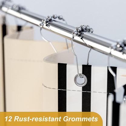 Shower Curtain, Cloth Ombre Black Shower Curtain Set with 12 Hooks, Washable Fabric Black and White Shower Curtain, Rustic Farmhouse Bathroom Shower Curtain, 72x72 Inches