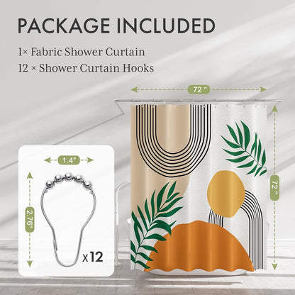 Shower Curtain, Cloth Ombre Black Shower Curtain Set with 12 Hooks, Washable Fabric Black and White Shower Curtain, Rustic Farmhouse Bathroom Shower Curtain, 72x72 Inches