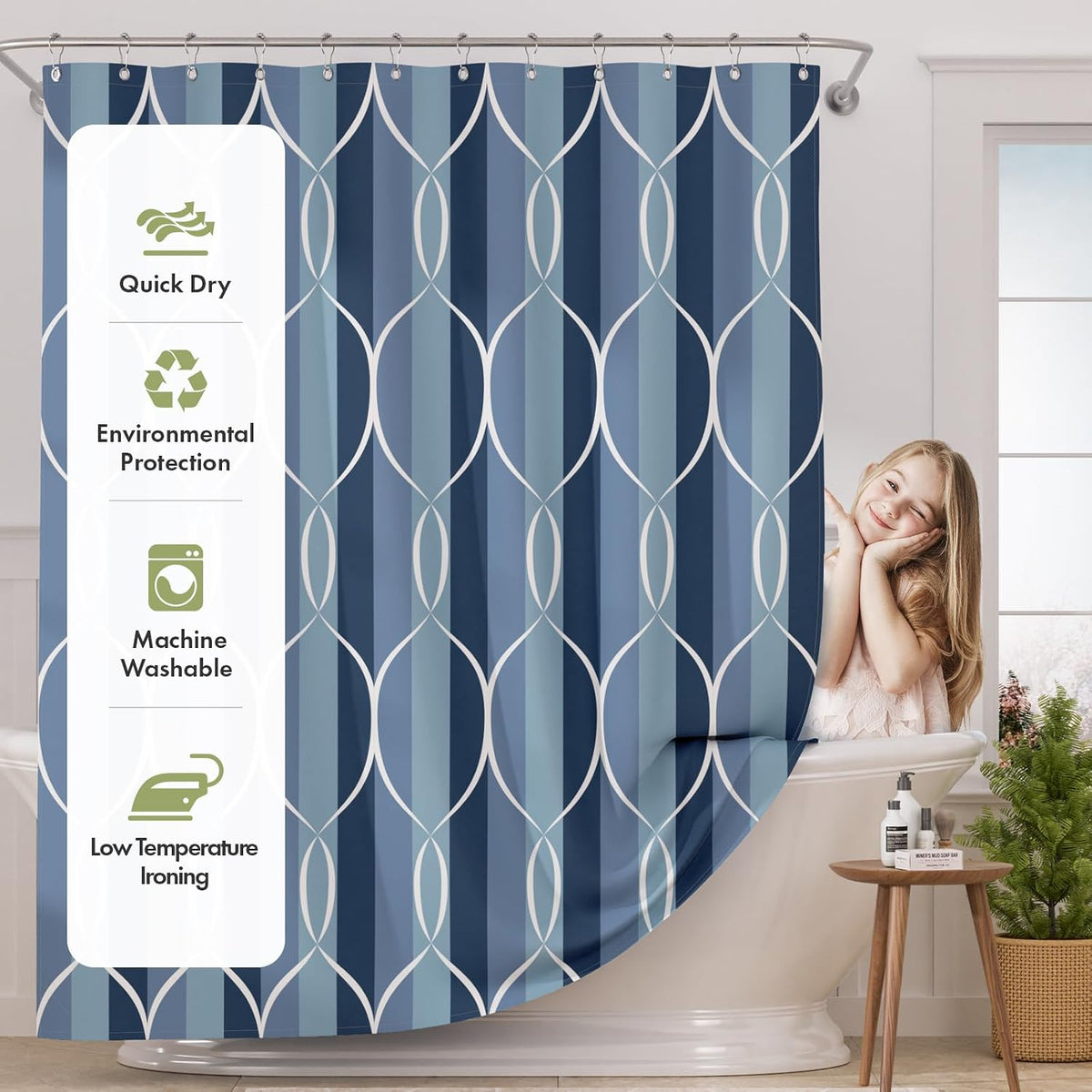 Shower Curtain, Cloth Ombre Black Shower Curtain Set with 12 Hooks, Washable Fabric Black and White Shower Curtain, Rustic Farmhouse Bathroom Shower Curtain, 72x72 Inches