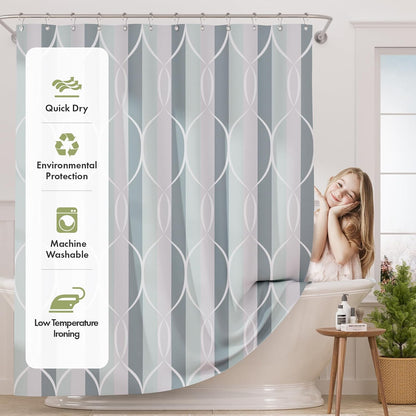 Shower Curtain, Cloth Ombre Black Shower Curtain Set with 12 Hooks, Washable Fabric Black and White Shower Curtain, Rustic Farmhouse Bathroom Shower Curtain, 72x72 Inches
