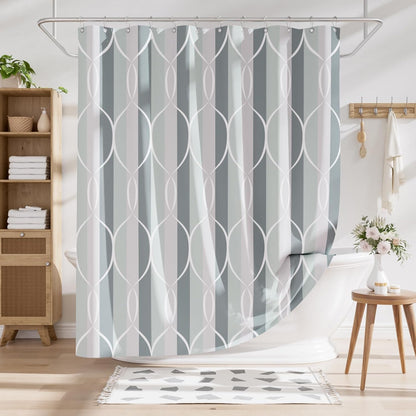 Shower Curtain, Cloth Ombre Black Shower Curtain Set with 12 Hooks, Washable Fabric Black and White Shower Curtain, Rustic Farmhouse Bathroom Shower Curtain, 72x72 Inches