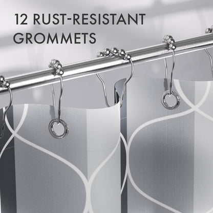 Shower Curtain, Cloth Ombre Black Shower Curtain Set with 12 Hooks, Washable Fabric Black and White Shower Curtain, Rustic Farmhouse Bathroom Shower Curtain, 72x72 Inches