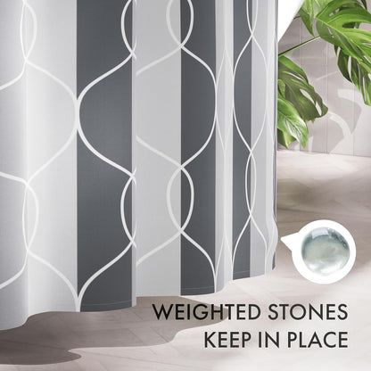 Shower Curtain, Cloth Ombre Black Shower Curtain Set with 12 Hooks, Washable Fabric Black and White Shower Curtain, Rustic Farmhouse Bathroom Shower Curtain, 72x72 Inches