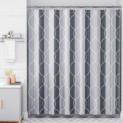 Shower Curtain, Cloth Ombre Black Shower Curtain Set with 12 Hooks, Washable Fabric Black and White Shower Curtain, Rustic Farmhouse Bathroom Shower Curtain, 72x72 Inches