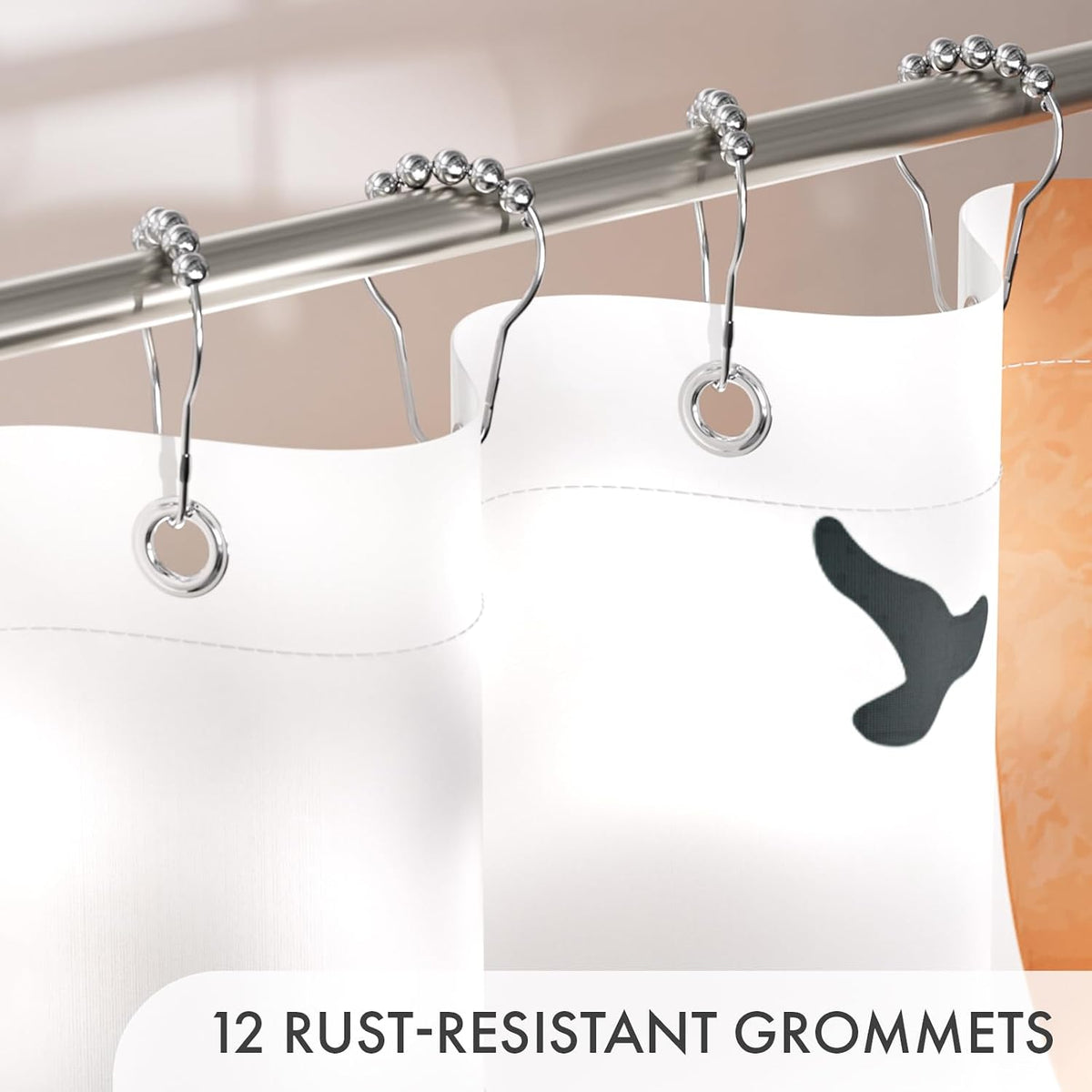Shower Curtain, Cloth Ombre Black Shower Curtain Set with 12 Hooks, Washable Fabric Black and White Shower Curtain, Rustic Farmhouse Bathroom Shower Curtain, 72x72 Inches