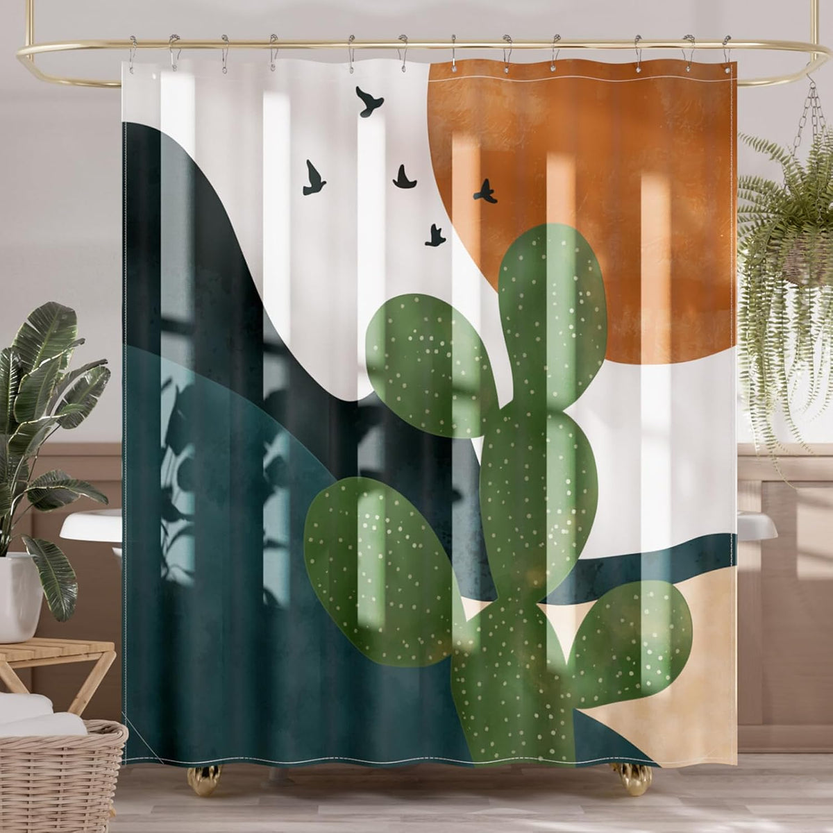Shower Curtain, Cloth Ombre Black Shower Curtain Set with 12 Hooks, Washable Fabric Black and White Shower Curtain, Rustic Farmhouse Bathroom Shower Curtain, 72x72 Inches