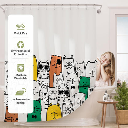 Shower Curtain, Cloth Ombre Black Shower Curtain Set with 12 Hooks, Washable Fabric Black and White Shower Curtain, Rustic Farmhouse Bathroom Shower Curtain, 72x72 Inches