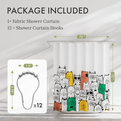 Shower Curtain, Cloth Ombre Black Shower Curtain Set with 12 Hooks, Washable Fabric Black and White Shower Curtain, Rustic Farmhouse Bathroom Shower Curtain, 72x72 Inches