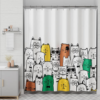 Shower Curtain, Cloth Ombre Black Shower Curtain Set with 12 Hooks, Washable Fabric Black and White Shower Curtain, Rustic Farmhouse Bathroom Shower Curtain, 72x72 Inches