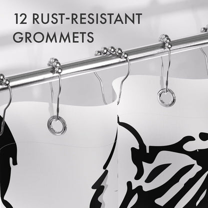 Shower Curtain, Cloth Ombre Black Shower Curtain Set with 12 Hooks, Washable Fabric Black and White Shower Curtain, Rustic Farmhouse Bathroom Shower Curtain, 72x72 Inches