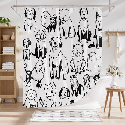 Shower Curtain, Cloth Ombre Black Shower Curtain Set with 12 Hooks, Washable Fabric Black and White Shower Curtain, Rustic Farmhouse Bathroom Shower Curtain, 72x72 Inches