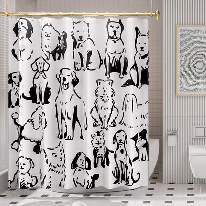 Shower Curtain, Cloth Ombre Black Shower Curtain Set with 12 Hooks, Washable Fabric Black and White Shower Curtain, Rustic Farmhouse Bathroom Shower Curtain, 72x72 Inches