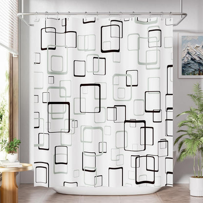 Shower Curtain, Cloth Ombre Black Shower Curtain Set with 12 Hooks, Washable Fabric Black and White Shower Curtain, Rustic Farmhouse Bathroom Shower Curtain, 72x72 Inches