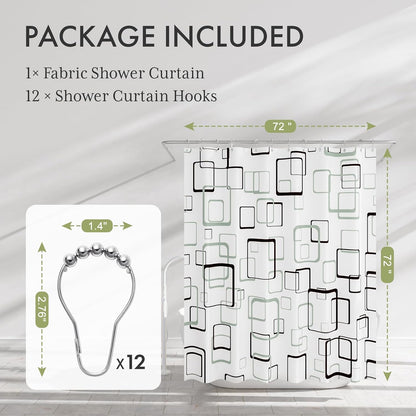 Shower Curtain, Cloth Ombre Black Shower Curtain Set with 12 Hooks, Washable Fabric Black and White Shower Curtain, Rustic Farmhouse Bathroom Shower Curtain, 72x72 Inches