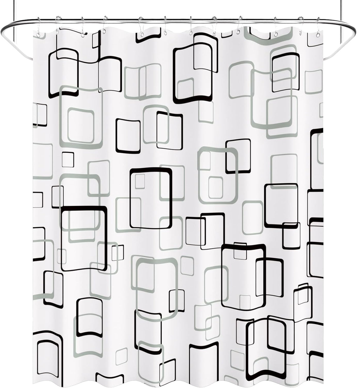 Shower Curtain, Cloth Ombre Black Shower Curtain Set with 12 Hooks, Washable Fabric Black and White Shower Curtain, Rustic Farmhouse Bathroom Shower Curtain, 72x72 Inches