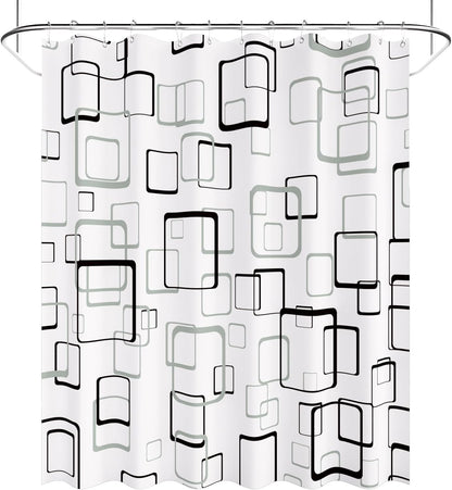 Shower Curtain, Cloth Ombre Black Shower Curtain Set with 12 Hooks, Washable Fabric Black and White Shower Curtain, Rustic Farmhouse Bathroom Shower Curtain, 72x72 Inches