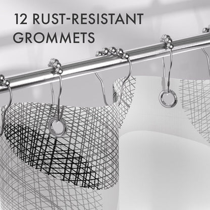 Shower Curtain, Cloth Ombre Black Shower Curtain Set with 12 Hooks, Washable Fabric Black and White Shower Curtain, Rustic Farmhouse Bathroom Shower Curtain, 72x72 Inches