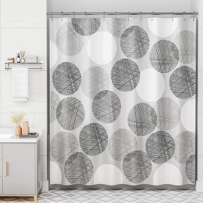 Shower Curtain, Cloth Ombre Black Shower Curtain Set with 12 Hooks, Washable Fabric Black and White Shower Curtain, Rustic Farmhouse Bathroom Shower Curtain, 72x72 Inches
