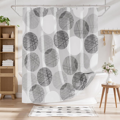 Shower Curtain, Cloth Ombre Black Shower Curtain Set with 12 Hooks, Washable Fabric Black and White Shower Curtain, Rustic Farmhouse Bathroom Shower Curtain, 72x72 Inches