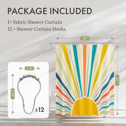 Shower Curtain, Cloth Ombre Black Shower Curtain Set with 12 Hooks, Washable Fabric Black and White Shower Curtain, Rustic Farmhouse Bathroom Shower Curtain, 72x72 Inches