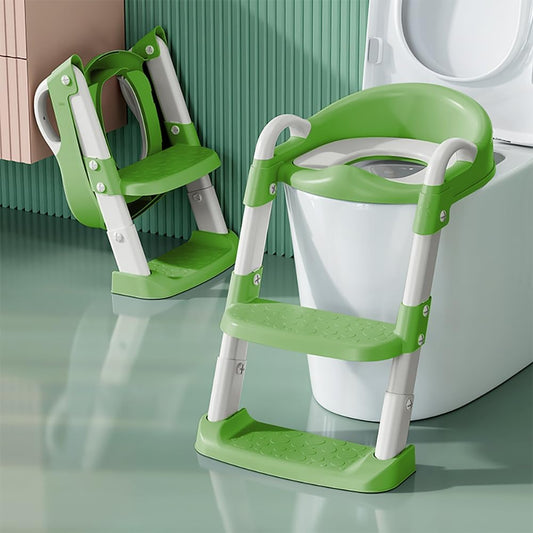 Potty Training Toilet Seat For Boys Girls, Toddler Toilet Seat With Step Stool Ladder, Foldable Toddler Potty Seat For Toilet With Non-Slip Design, Adjustable Height (Purple & Pink)