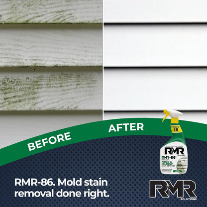 RMR Instant Mold & Mildew Stain Remover Spray + Xtreme Soap Scum Remover, No-Scrub Indoor/Outdoor Cleaning System for Bathroom, Shower, Siding, & Deck, 2–32 Oz Bottles