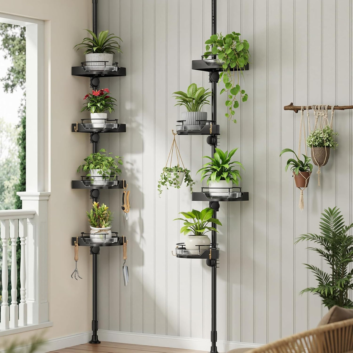 360° Rotating Corner Shower Caddy Tension Pole Organizer, Black