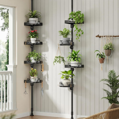 360° Rotating Corner Shower Caddy Tension Pole Organizer, Black