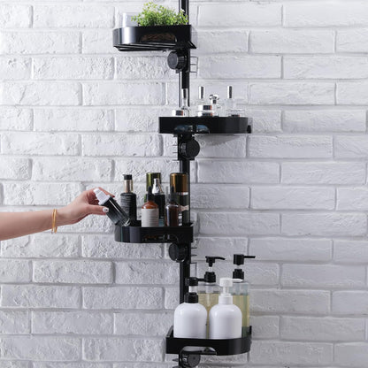 360° Rotating Corner Shower Caddy Tension Pole Organizer, Black