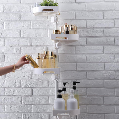 360° Rotating Corner Shower Caddy Tension Pole Organizer, Black