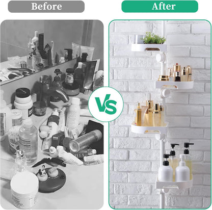 360° Rotating Corner Shower Caddy Tension Pole Organizer, Black