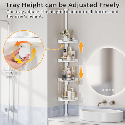 360° Rotating Corner Shower Caddy Tension Pole Organizer, Black