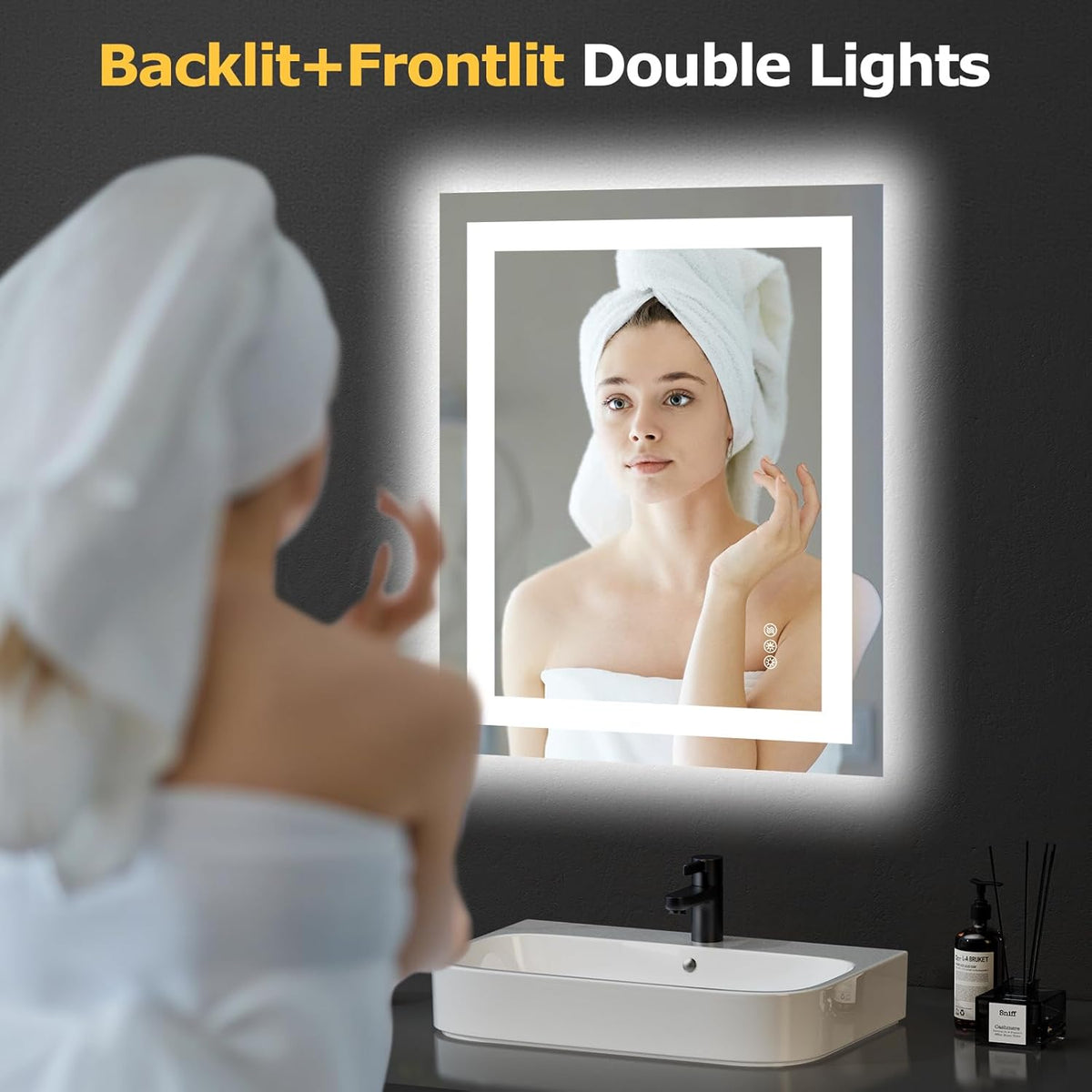 40"X32" LED Bathroom Mirror with Lights, UL Listed
