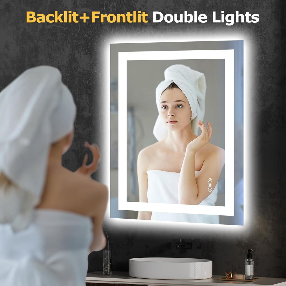 40"X32" LED Bathroom Mirror with Lights, UL Listed