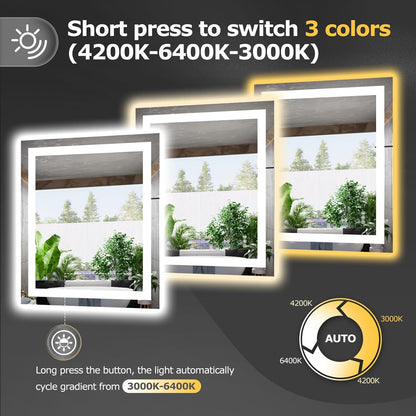 40"X32" LED Bathroom Mirror with Lights, UL Listed