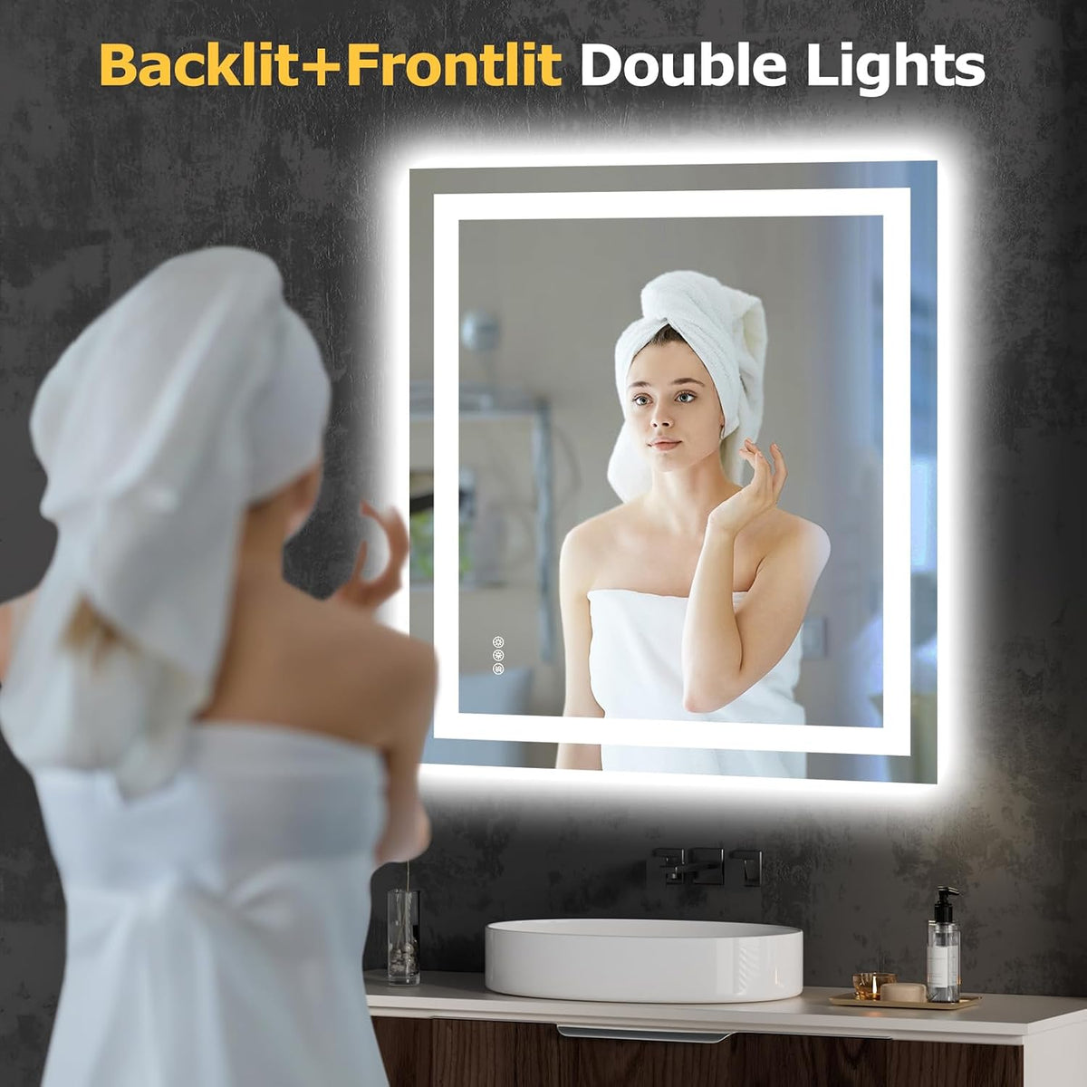 40"X32" LED Bathroom Mirror with Lights, UL Listed