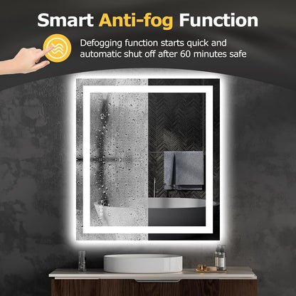 40"X32" LED Bathroom Mirror with Lights, UL Listed