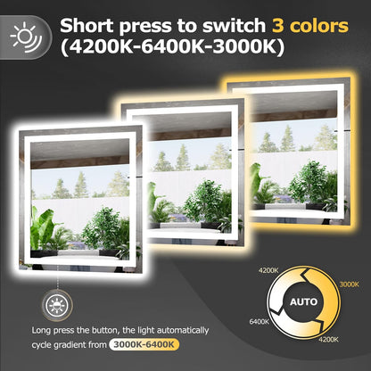 40"X32" LED Bathroom Mirror with Lights, UL Listed