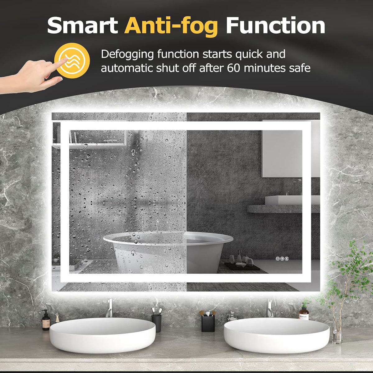 40"X32" LED Bathroom Mirror with Lights, UL Listed