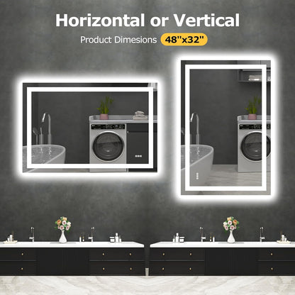 40"X32" LED Bathroom Mirror with Lights, UL Listed