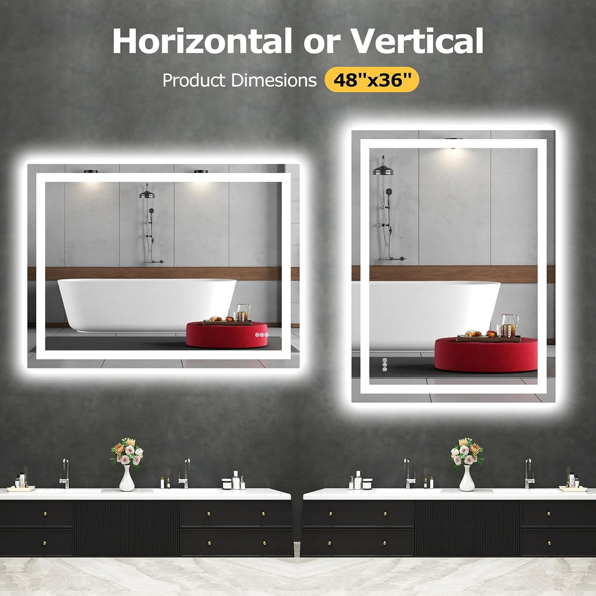 40"X32" LED Bathroom Mirror with Lights, UL Listed